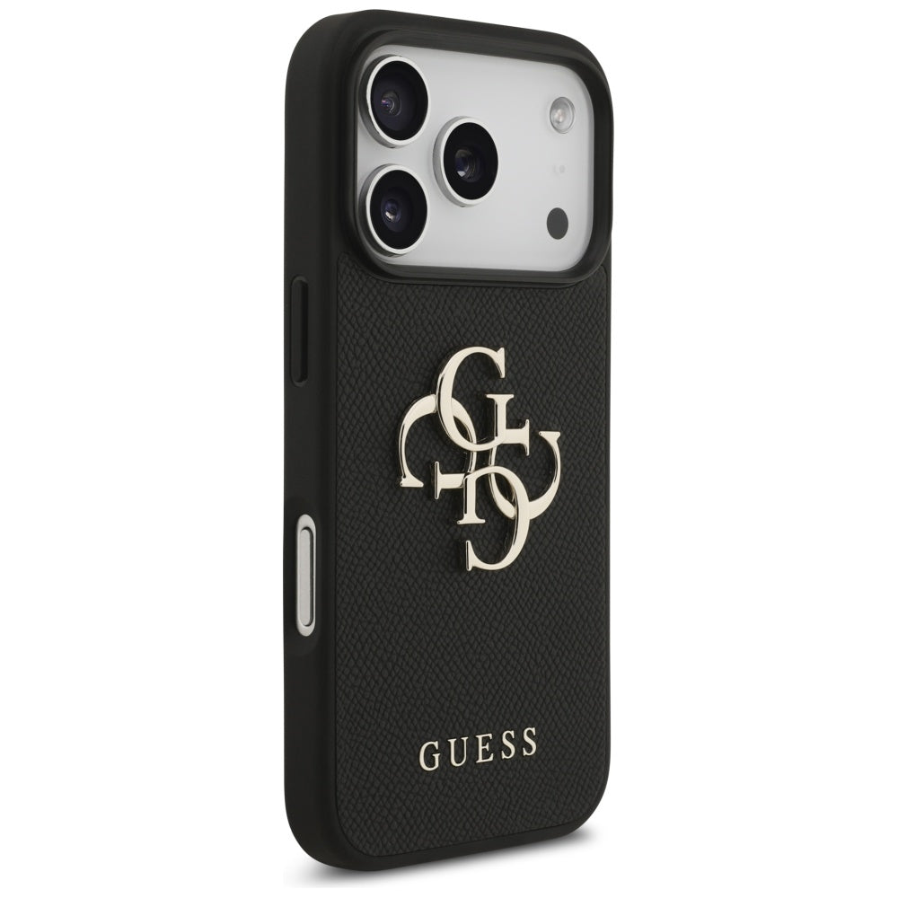 Θήκη για Apple iPhone 17 Pro, Guess, 4G Grained Big and Classic Logo, Μαύρη
