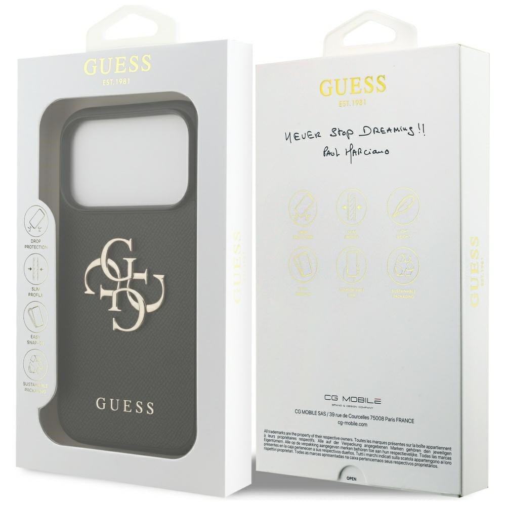 Θήκη για Apple iPhone 17 Pro, Guess, 4G Grained Big and Classic Logo, Μαύρη