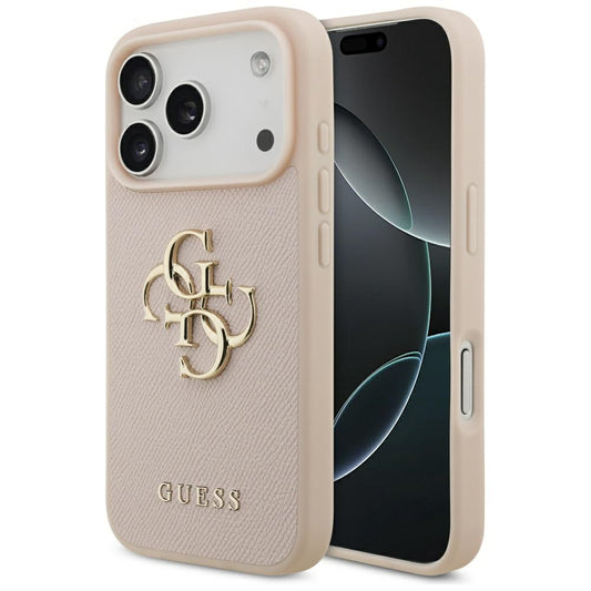 Θήκη για Apple iPhone 17 Pro, Guess, 4G Grained Big and Classic Logo, Ροζ