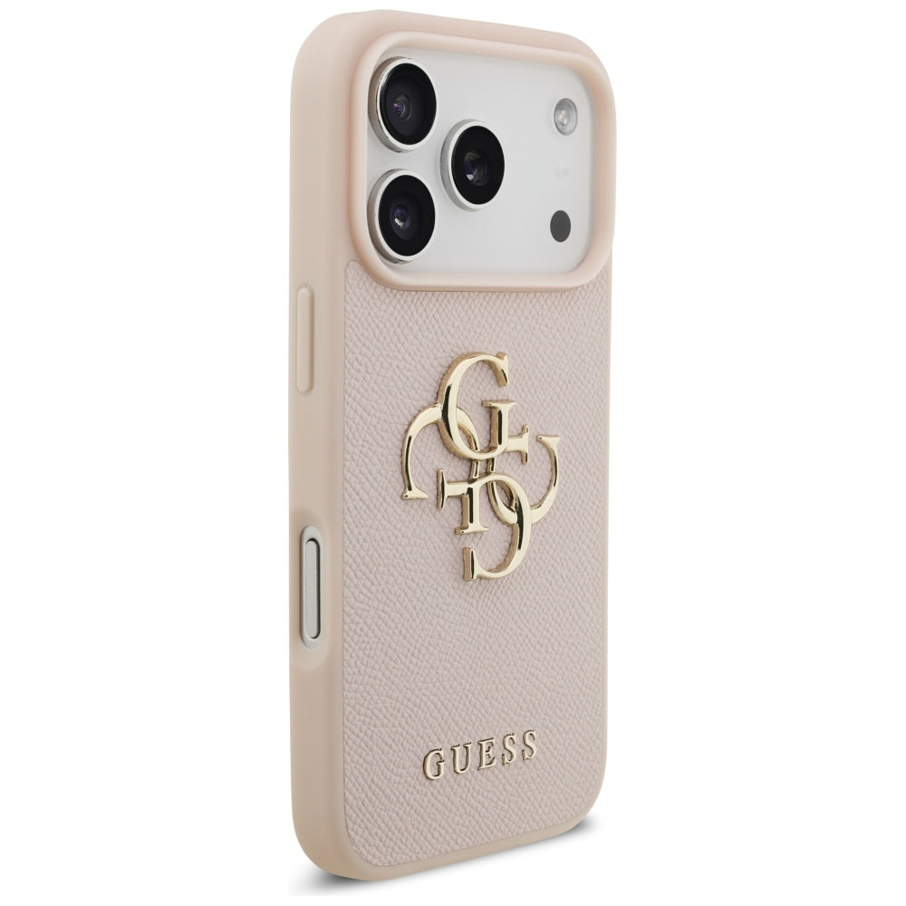 Case for Apple iPhone 17 Pro, Guess, 4G Grained Big and Classic Logo, Pink