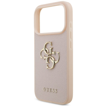 Case for Apple iPhone 17 Pro, Guess, 4G Grained Big and Classic Logo, Pink