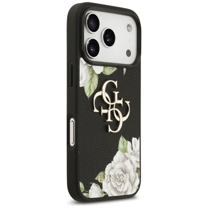 Θήκη για Apple iPhone 17 Pro, Guess, 4G Grained Roses Big Logo, Μαύρη