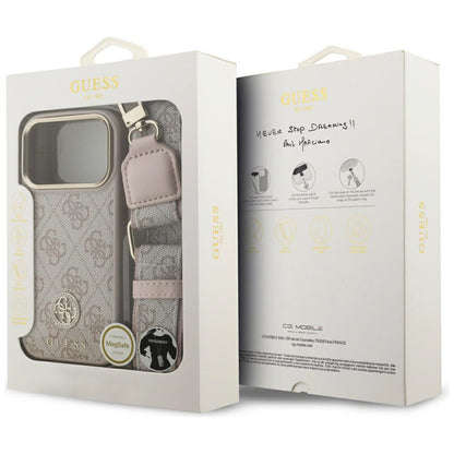 Case for Apple iPhone 17 Pro, Guess, 4G Strass Logo and Big Strap, Pink