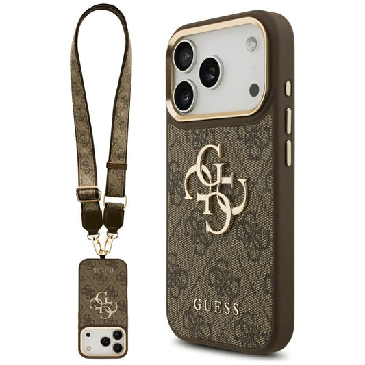 Θήκη για Apple iPhone 17 Pro, Guess, Big 4G Classic Logo with Big Strap, Καφέ