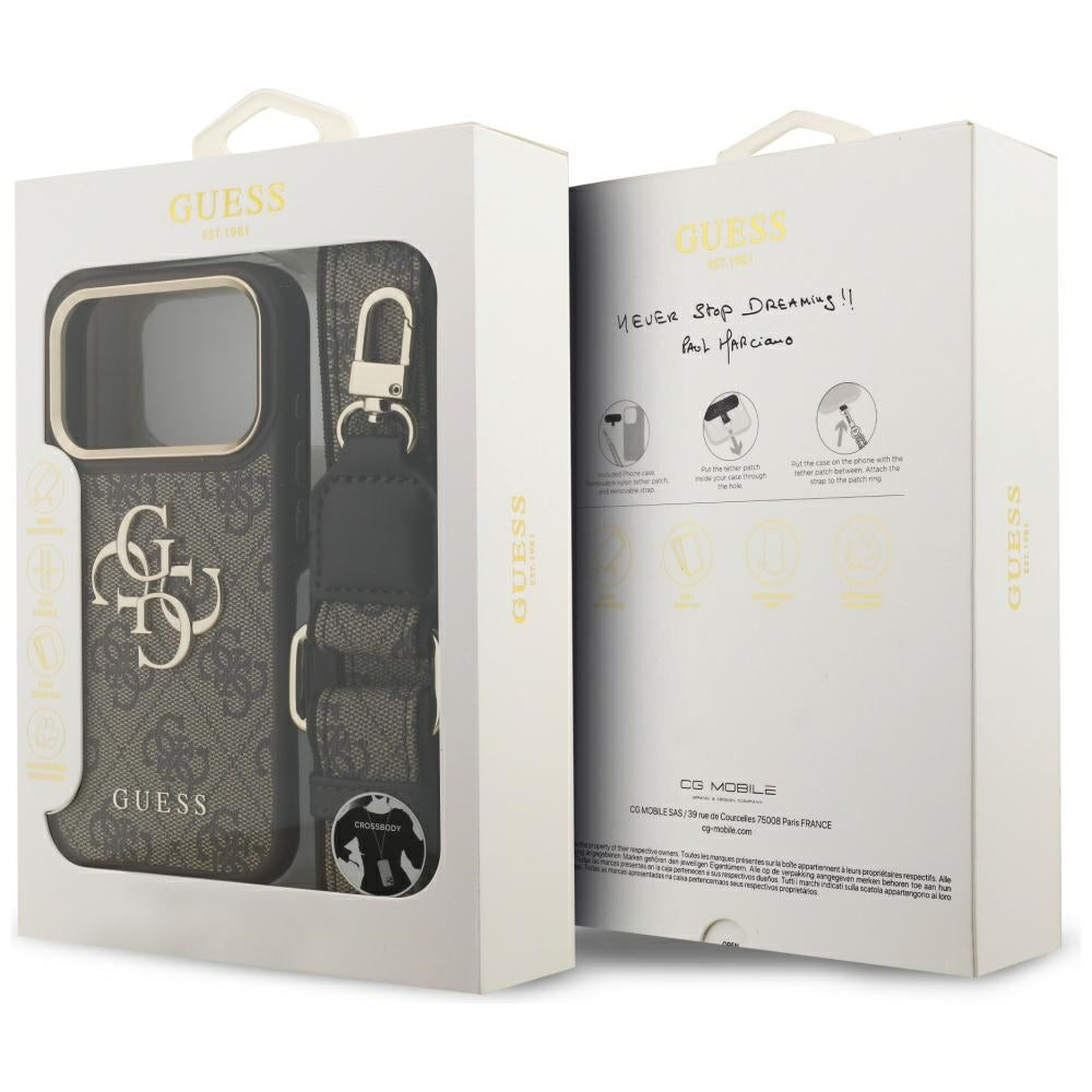 Θήκη για Apple iPhone 17 Pro, Guess, Big 4G Classic Logo with Big Strap, Καφέ