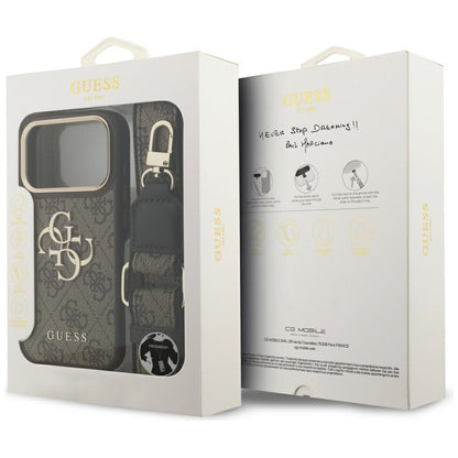 Θήκη για Apple iPhone 17 Pro, Guess, Big 4G Classic Logo with Big Strap, Καφέ