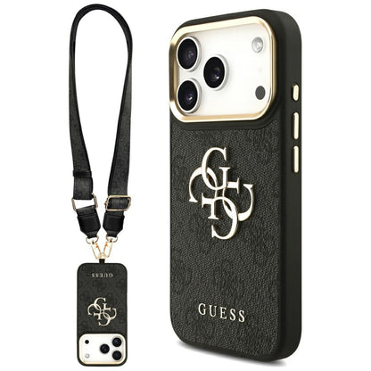 Θήκη για Apple iPhone 17 Pro, Guess, Big 4G Classic Logo with Big Strap, Μαύρη