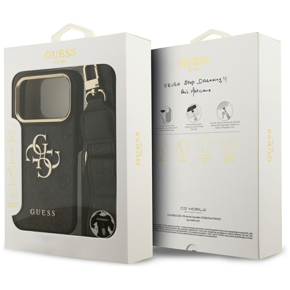 Θήκη για Apple iPhone 17 Pro, Guess, Big 4G Classic Logo with Big Strap, Μαύρη