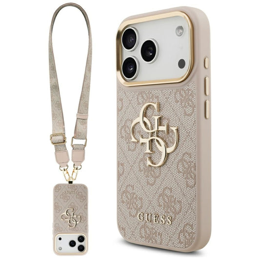 Θήκη για Apple iPhone 17 Pro, Guess, Big 4G Classic Logo with Big Strap, Ροζ