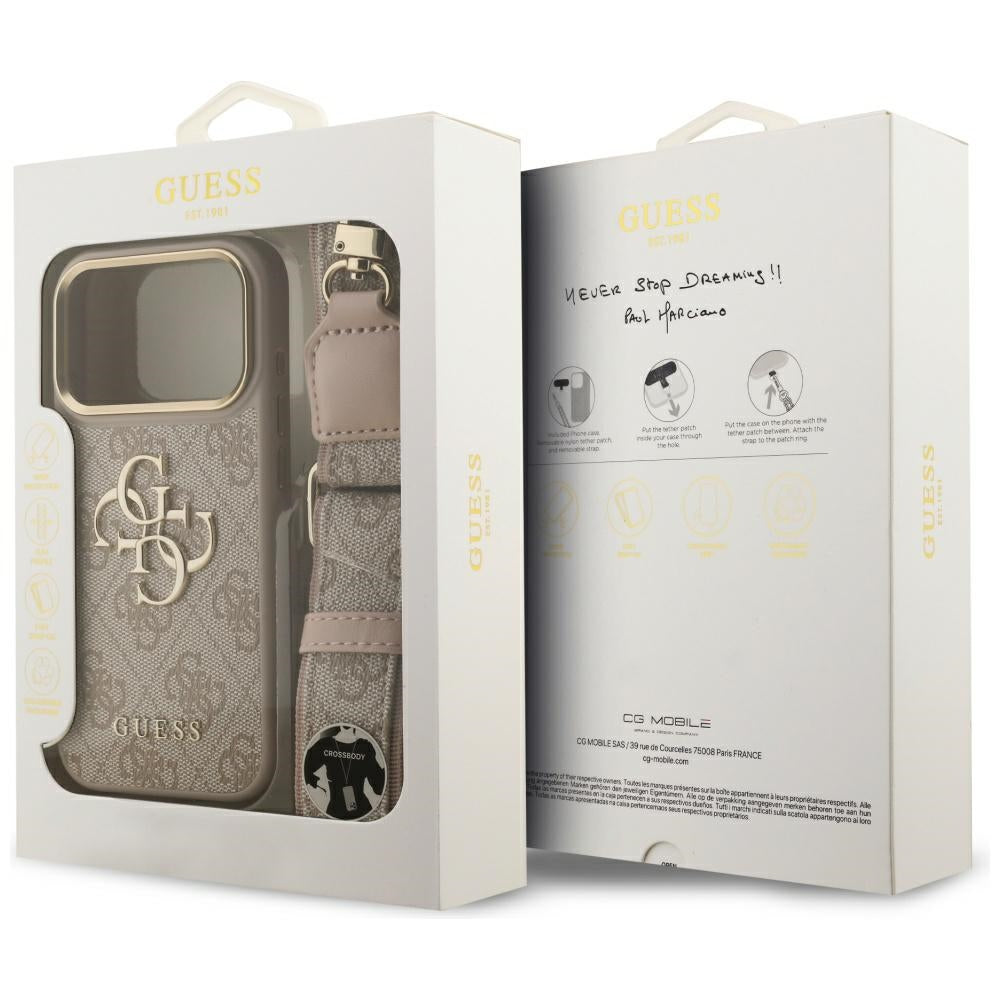 Case for Apple iPhone 17 Pro, Guess, Big 4G Classic Logo with Big Strap, Pink