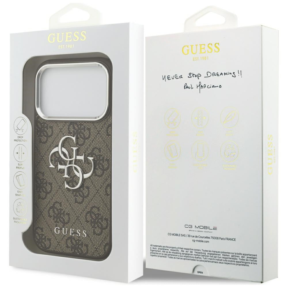 Case for Apple iPhone 17 Pro, Guess, Big 4G Logo Classic, Silver Brown