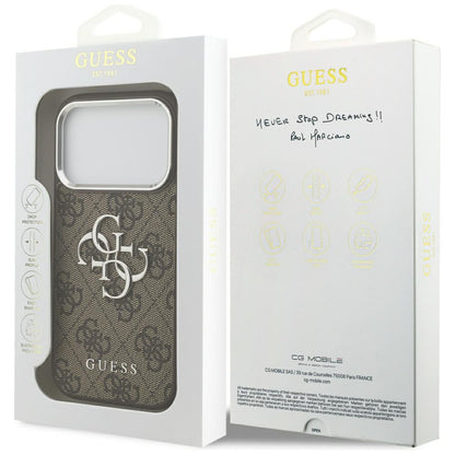 Case for Apple iPhone 17 Pro, Guess, Big 4G Logo Classic, Silver Brown