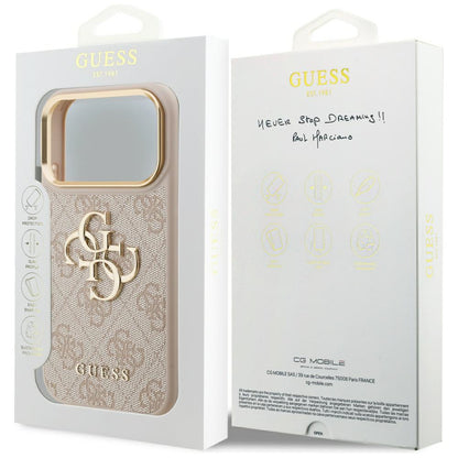Case for Apple iPhone 17 Pro, Guess, Big 4G Logo Classic, Golden Pink