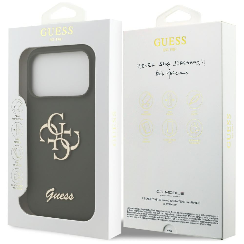 Case for Apple iPhone 17 Pro, Guess, Big 4G Script, Khaki