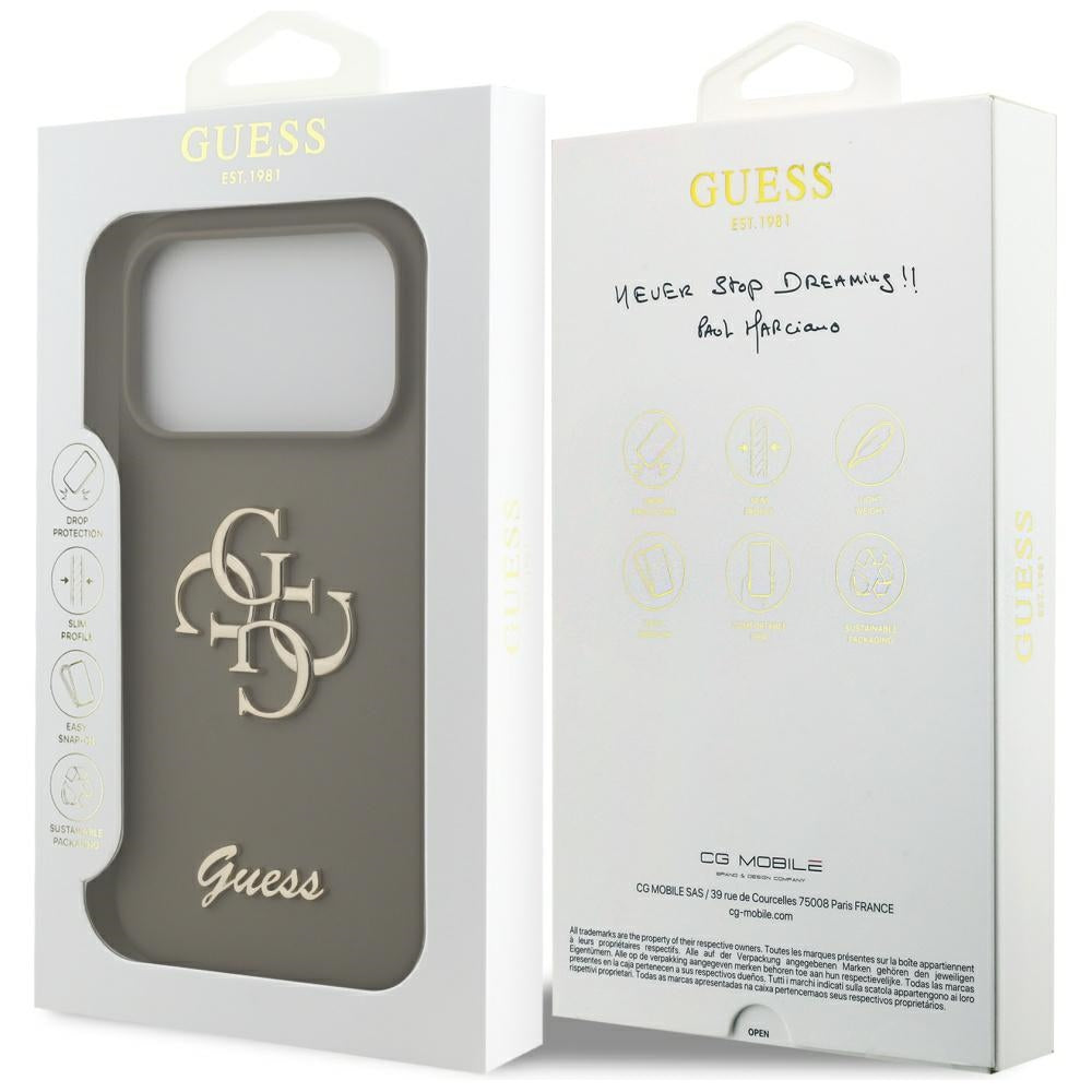Case for Apple iPhone 17 Pro, Guess, Big 4G Script, Brown