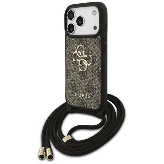 Θήκη για Apple iPhone 17 Pro, Guess, Crossbody Cord 4G Big Log, Καφέ