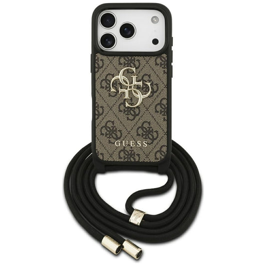 Θήκη για Apple iPhone 17 Pro, Guess, Crossbody Cord 4G Big Log, Καφέ
