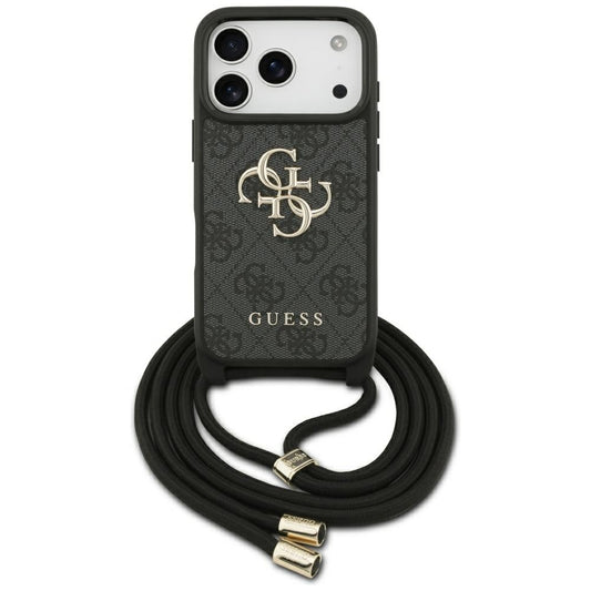 Θήκη για Apple iPhone 17 Pro, Guess, Crossbody Cord 4G Big Log, Μαύρη
