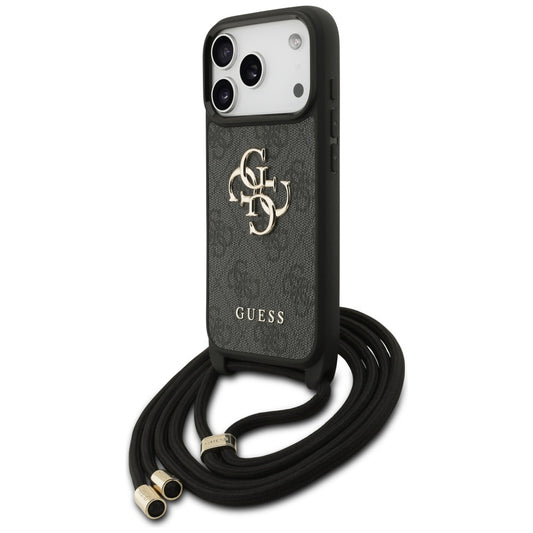Θήκη για Apple iPhone 17 Pro, Guess, Crossbody Cord 4G Big Log, Μαύρη