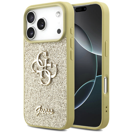 Θήκη για Apple iPhone 17 Pro, Guess, Fixed Glitter Big 4G, Χρυσή