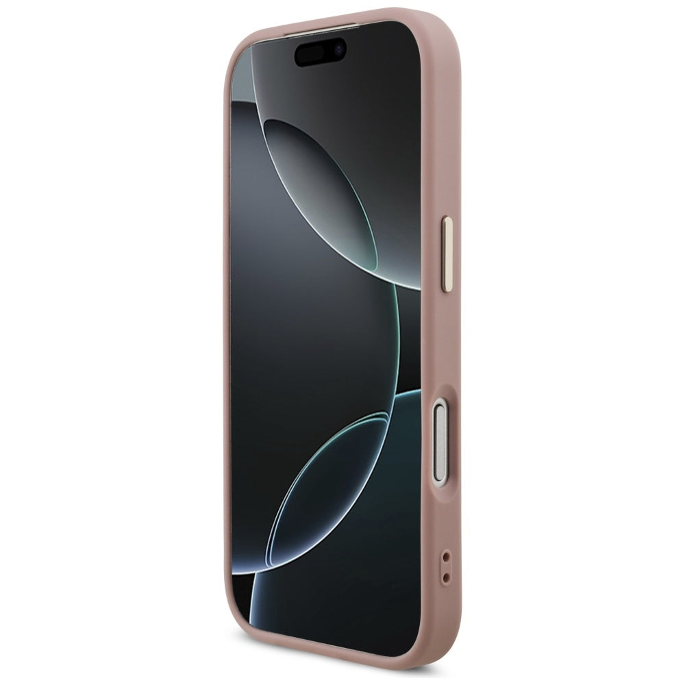 Θήκη για Apple iPhone 17 Pro, Guess, Fixed Glitter Big 4G Metal Frame, Ροζ