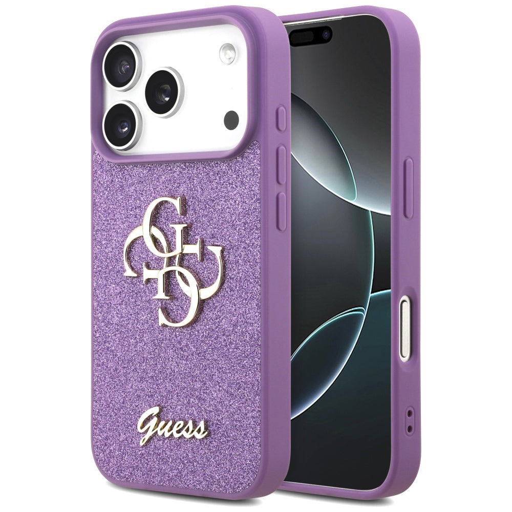 Θήκη για Apple iPhone 17 Pro, Guess, Fixed Glitter Big 4G, Μωβ