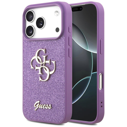 Θήκη για Apple iPhone 17 Pro, Guess, Fixed Glitter Big 4G, Μωβ