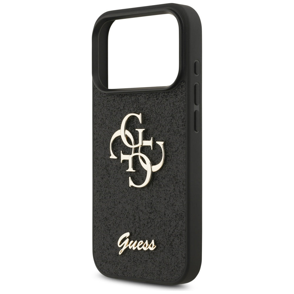 Case for Apple iPhone 17 Pro, Guess, Fixed Glitter Big 4G, Black
