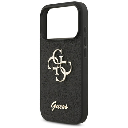 Case for Apple iPhone 17 Pro, Guess, Fixed Glitter Big 4G, Black