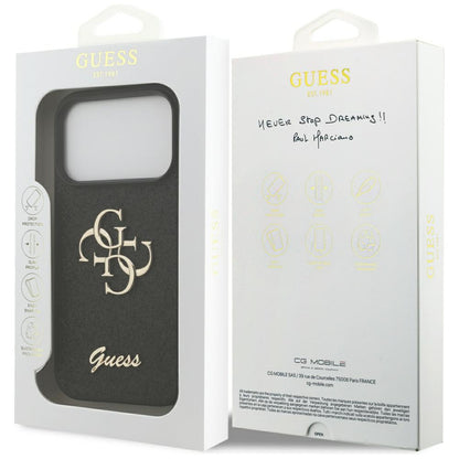 Case for Apple iPhone 17 Pro, Guess, Fixed Glitter Big 4G, Black