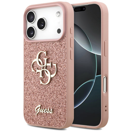 Θήκη για Apple iPhone 17 Pro, Guess, Fixed Glitter Big 4G, Ροζ