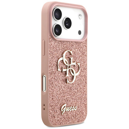 Θήκη για Apple iPhone 17 Pro, Guess, Fixed Glitter Big 4G, Ροζ