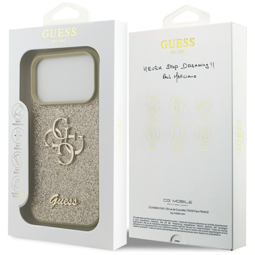 Θήκη για Apple iPhone 17 Pro, Guess, Fixed Glitter Big 4G, Ροζ