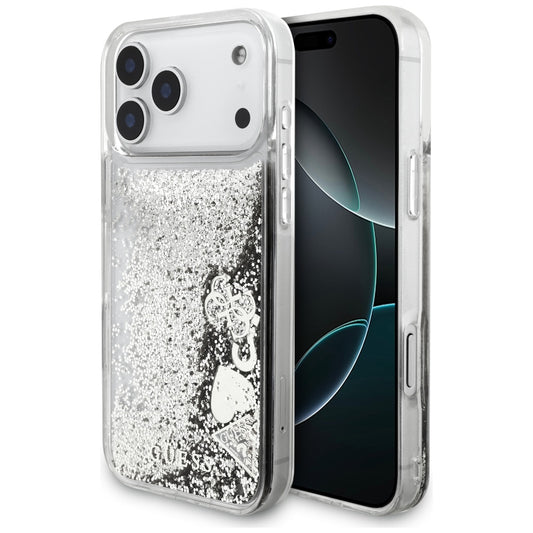 Θήκη για Apple iPhone 17 Pro, Guess, Liquid Glitter Charms, Ασημί