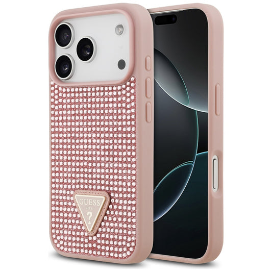 Θήκη για Apple iPhone 17 Pro, Guess, Rhinestone Triangle Logo, Ροζ