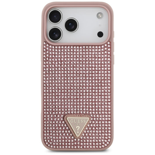 Θήκη για Apple iPhone 17 Pro, Guess, Rhinestone Triangle Logo, Ροζ