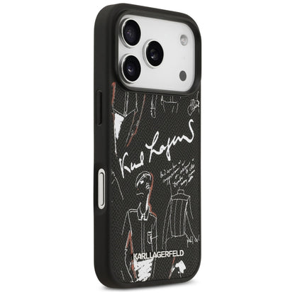 Θήκη για Apple iPhone 17 Pro, Karl Lagerfeld, Grained Pattern Logo, Μαύρη