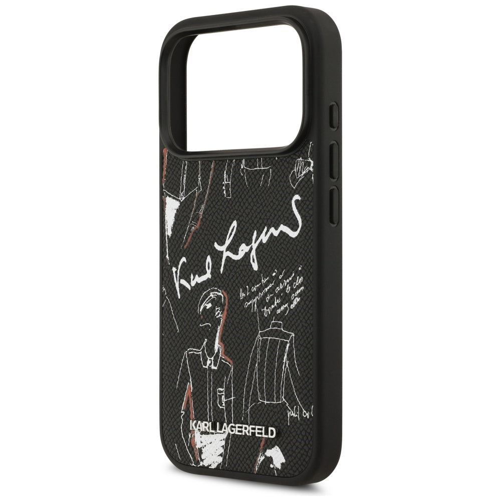 Θήκη για Apple iPhone 17 Pro, Karl Lagerfeld, Grained Pattern Logo, Μαύρη