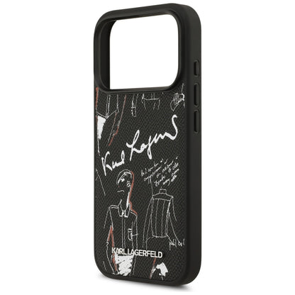 Θήκη για Apple iPhone 17 Pro, Karl Lagerfeld, Grained Pattern Logo, Μαύρη