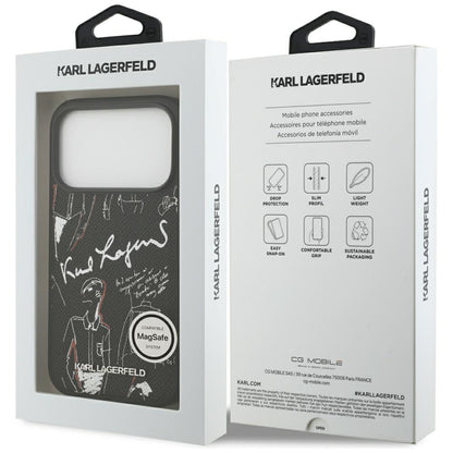 Θήκη για Apple iPhone 17 Pro, Karl Lagerfeld, Grained Pattern Logo, Μαύρη