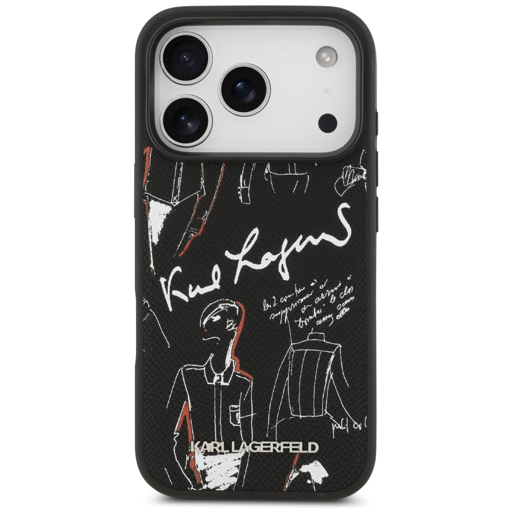 Θήκη για Apple iPhone 17 Pro, Karl Lagerfeld, Grained Pattern Logo, Μαύρη