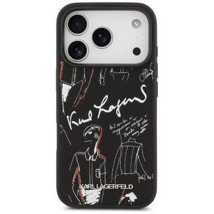 Θήκη για Apple iPhone 17 Pro, Karl Lagerfeld, Grained Pattern Logo, Μαύρη