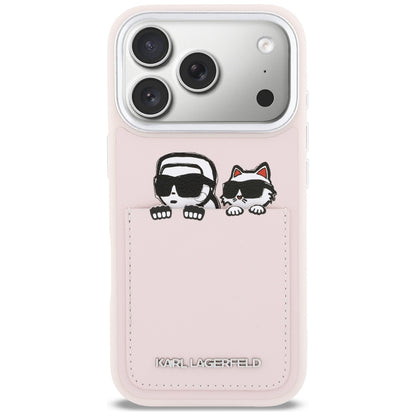 Θήκη για Apple iPhone 17 Pro, Karl Lagerfeld, Karl & Choupette Εκτύπωση με Τσέπη, Ροζ