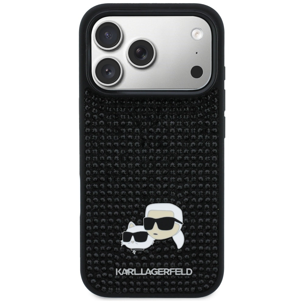 Θήκη για Apple iPhone 17 Pro, Karl Lagerfeld, Rhinestone Karl & Choupette Pins, Μαύρη