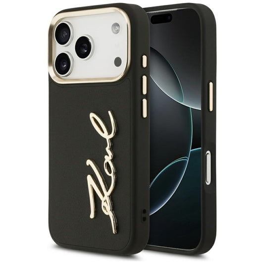 Θήκη για Apple iPhone 17 Pro, Karl Lagerfeld, Script Logo, Μαύρη