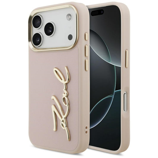 Θήκη για Apple iPhone 17 Pro, Karl Lagerfeld, Script Logo, Ροζ