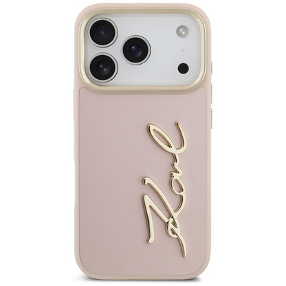 Θήκη για Apple iPhone 17 Pro, Karl Lagerfeld, Script Logo, Ροζ