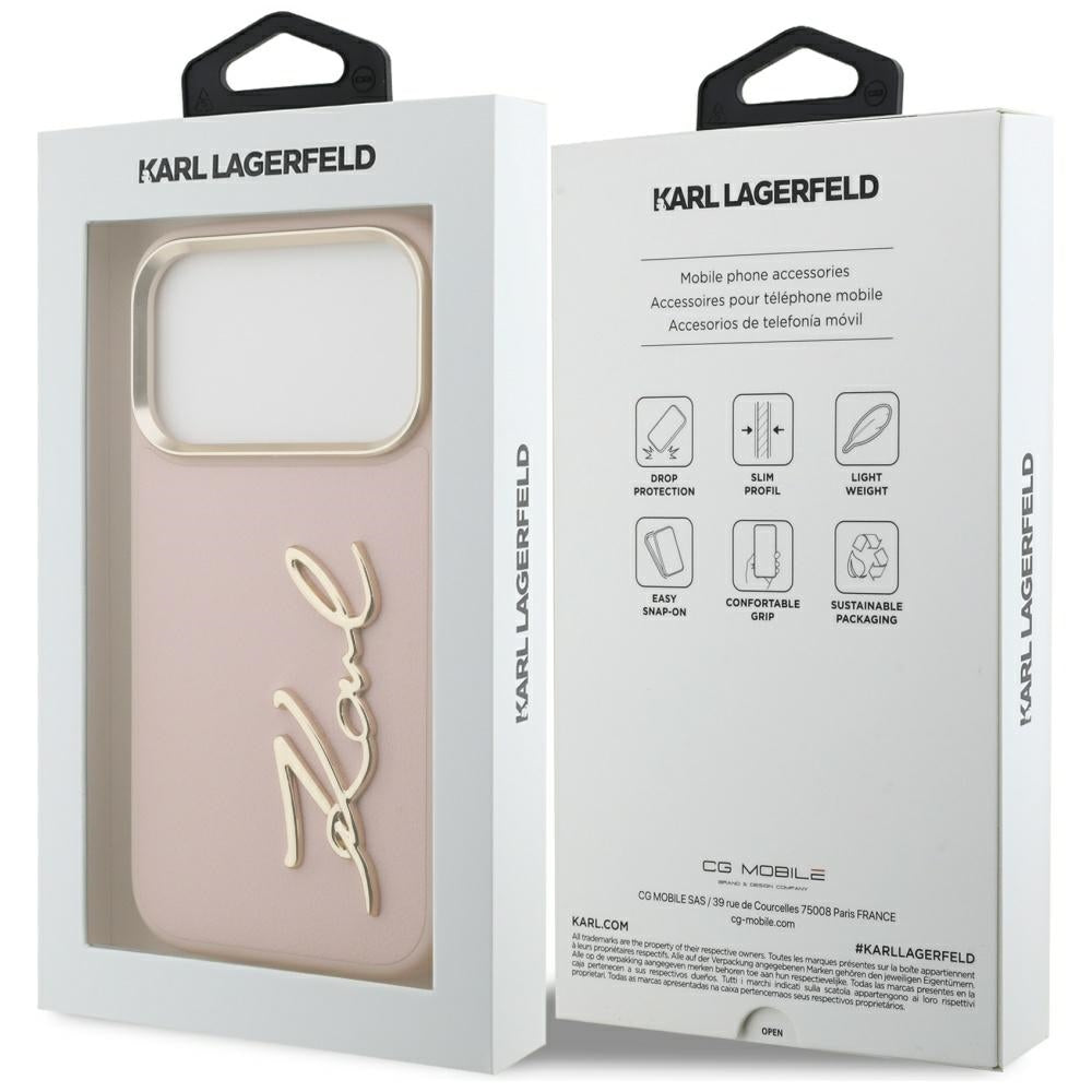 Θήκη για Apple iPhone 17 Pro, Karl Lagerfeld, Script Logo, Ροζ