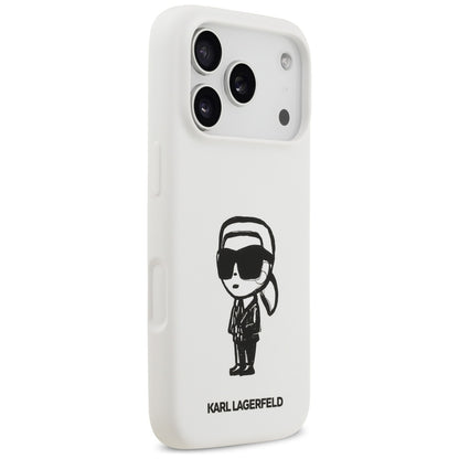 Case for Apple iPhone 17 Pro, Karl Lagerfeld, Sketch and Logo Karl, White