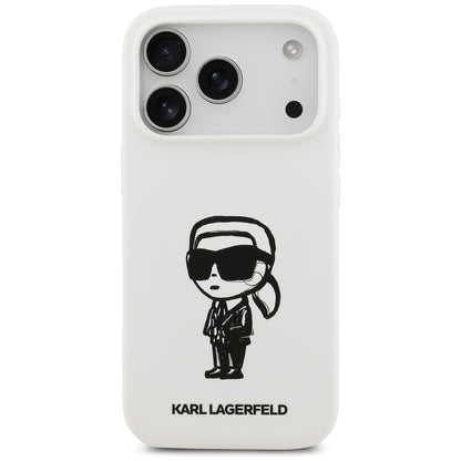 Case for Apple iPhone 17 Pro, Karl Lagerfeld, Sketch and Logo Karl, White